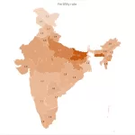 Fertility rate map of Indian states