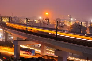 Delhi metro photo at night