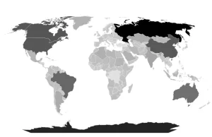 Countries by area world map