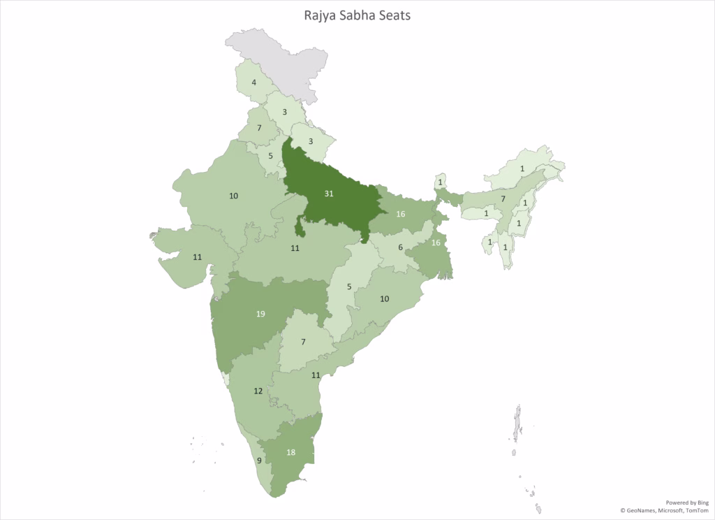 State wise rajya sabha seats map
